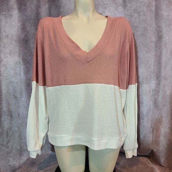 CENY Pink & White Colorblock Pullover Size XL - Picture 2 of 4
